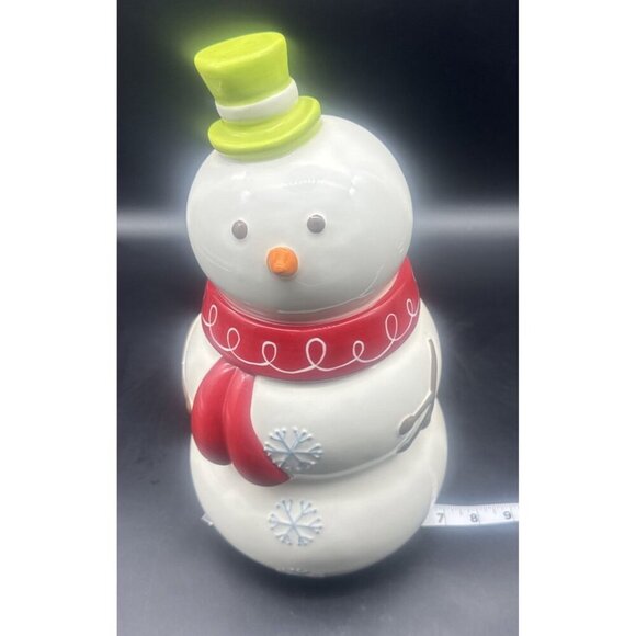 Target Ceramic Be Merry Snowman Cookie Jar 13” Christmas Winter Holiday 2008 - Picture 12 of 12